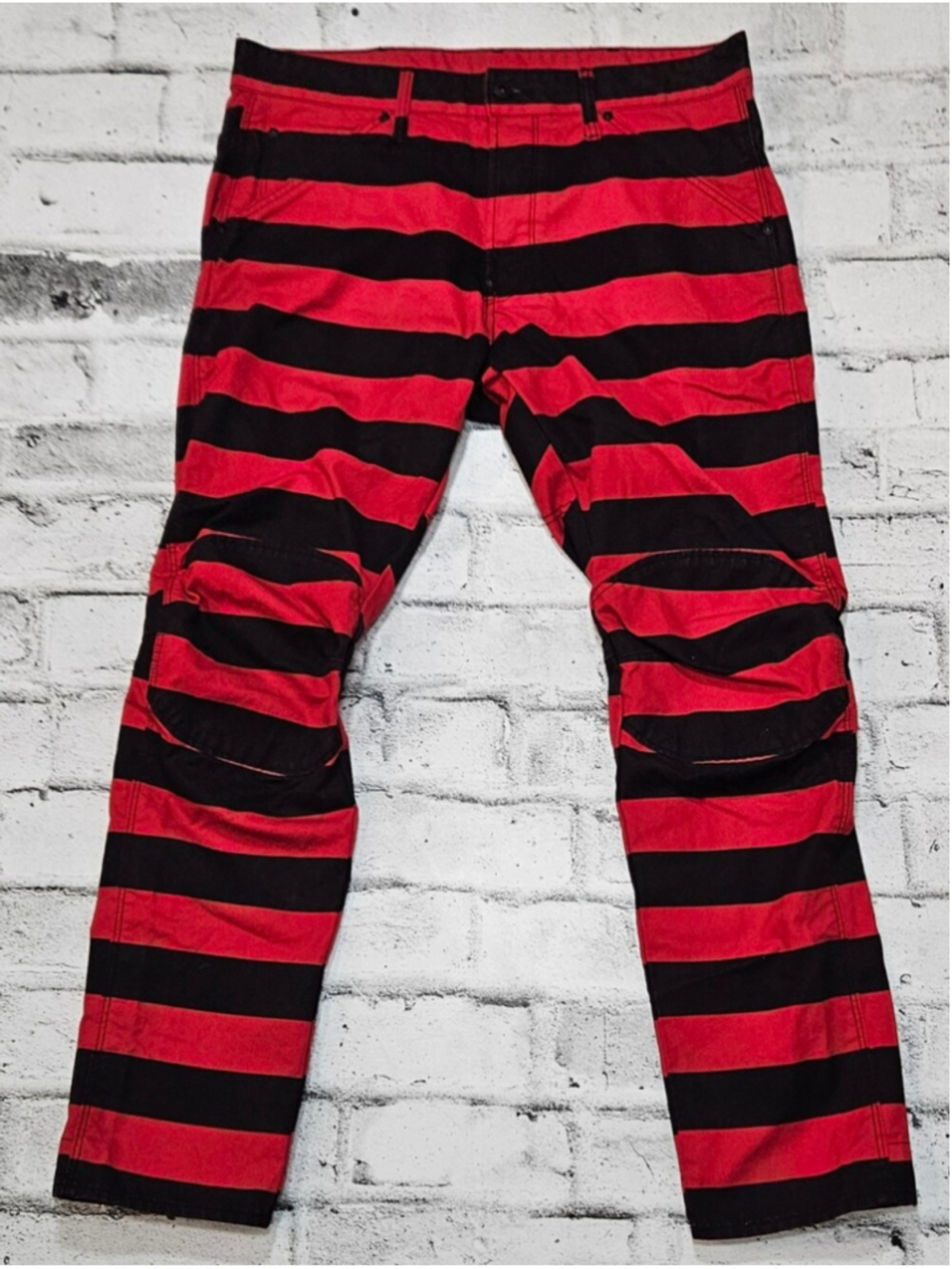 G Star RAW 5622 3D Tapered Red Black Striped Jeans W32 L30